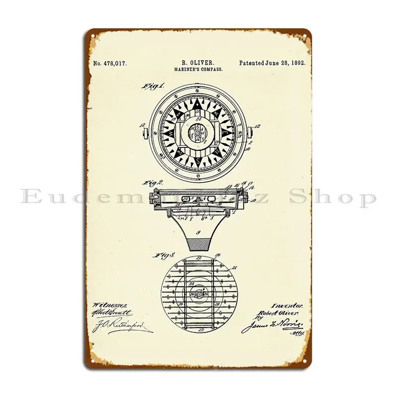 Mariner S Compass 1892 Metal Plaque Poster Rusty Garage Club Bar Print Club Tin Sign Poster