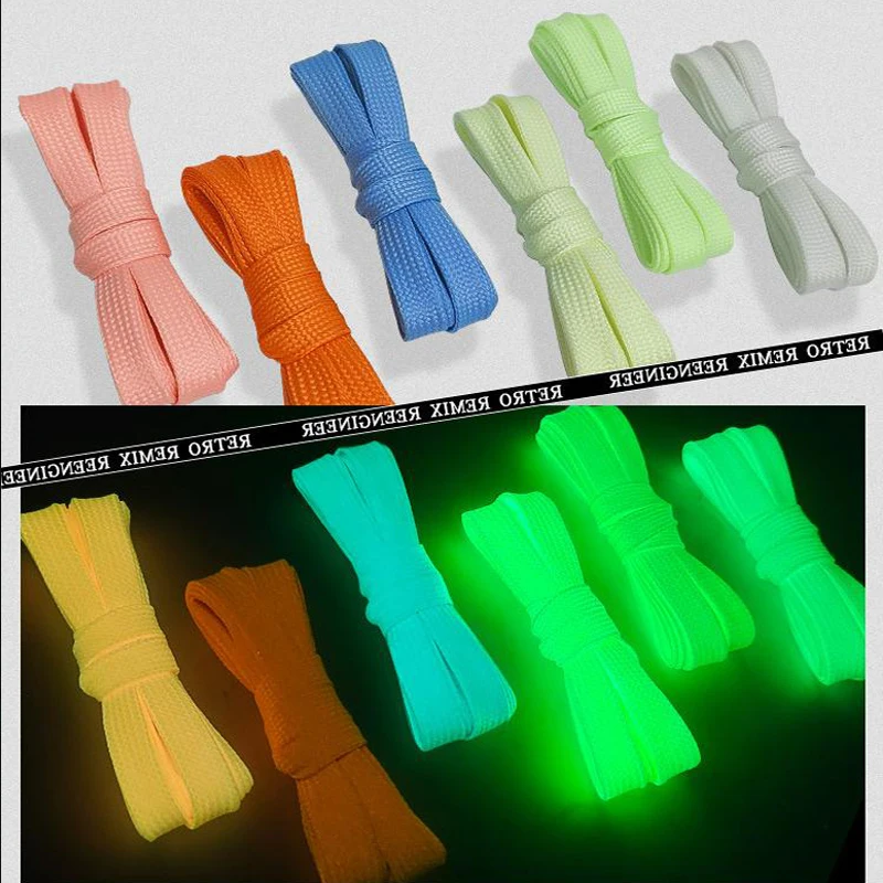 1 Pair Luminous Shoelaces Party Night Cool Fluorescent Shoelaces Suitable for Flat Laces of All Shoes Unisex 6 Colors