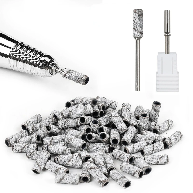 Mini Sanding Bands Stainless Steel Nail Drill Bits Mandrel Electric Manicure Accessories Tool #80 #120 #180 #240