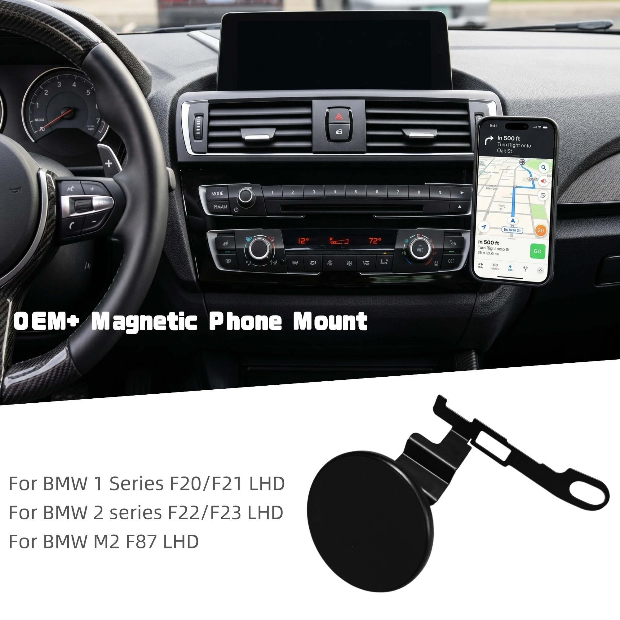 OEM+ Design Magnetic Phone Holder Mount Bracket Kits For BMW 1 2 Series F20 F21 2012-2019 F22 F23 F87 LHD 2014-2021