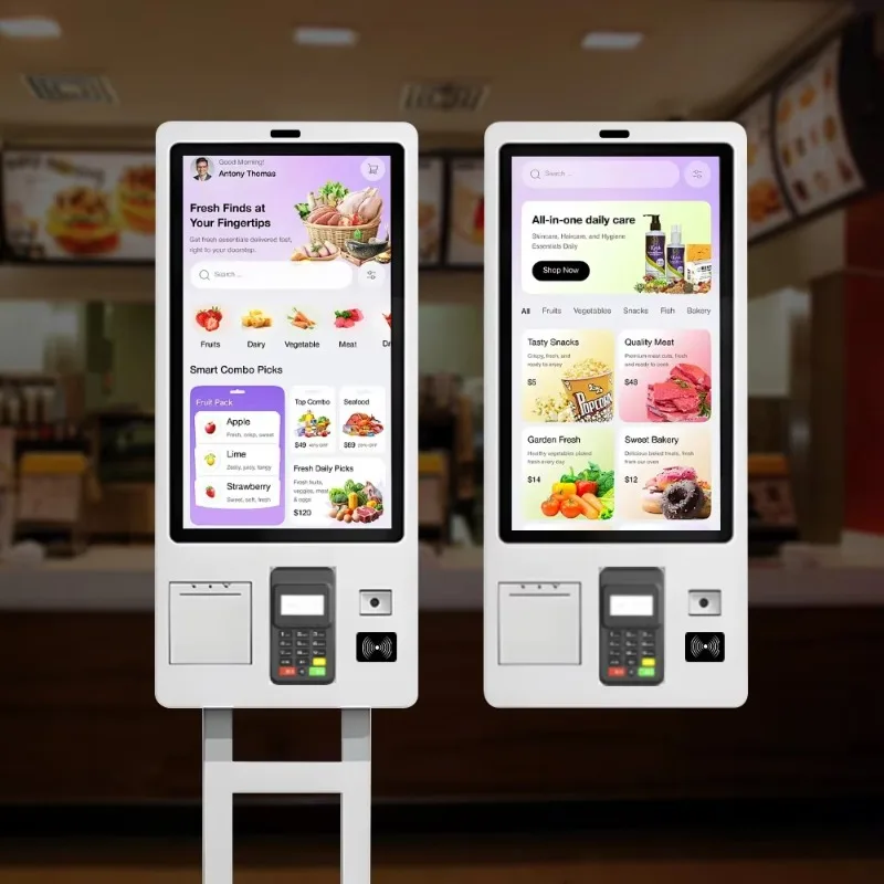 Custom Fast Food Touch Kiosk Ordering Machine Wall Mounted Payment Kiosk Api Self Service Kiosk Machine With Pay
