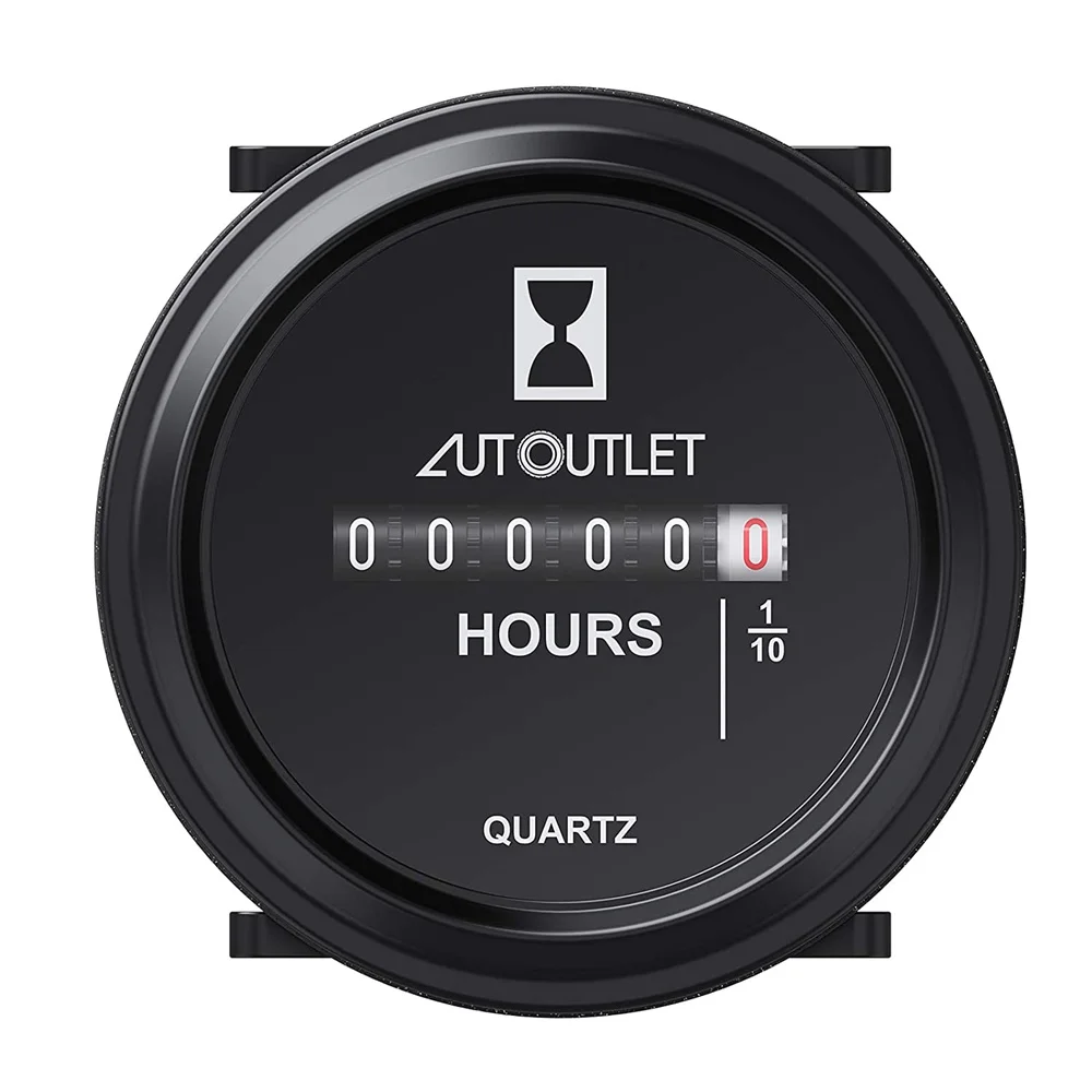 

Mechanical Round Hour Meter Gauge AC/DC 6V-80V Quartz Hour Meter 2 Inch Hourmeter for Boat Auto ATV Snowmobile Lawn Mower