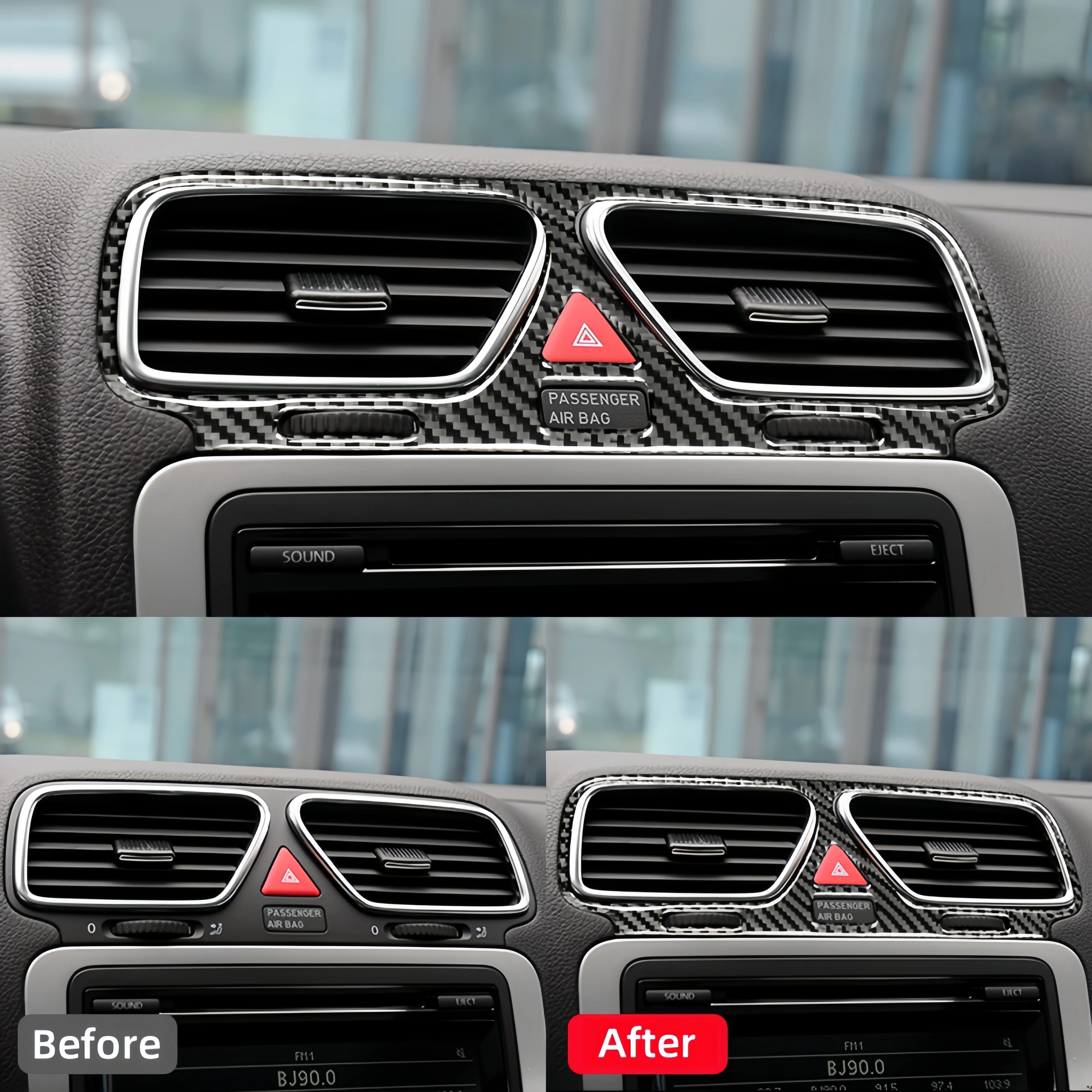 For Volkswagen Scirocco R 2009-2016  Accessories Carbon Fiber Internal Cover Stickers Central Air Vent Decoration Car Styling
