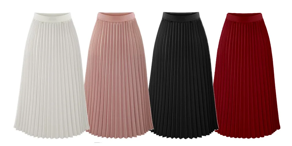 New Women Summer Chiffon Midi Skirt Ruffles Vintage Big Large Plus Sizes Casual Elegant Party Fashion Loose Skirts