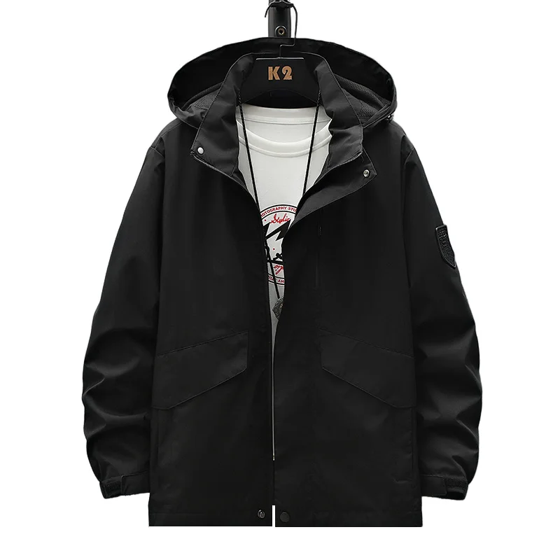 

Korean Mens Clothing Mens Windbreakers Overcoat Man Fashion Detachable Hood Windproof Trendy Unisex Spring Autumn