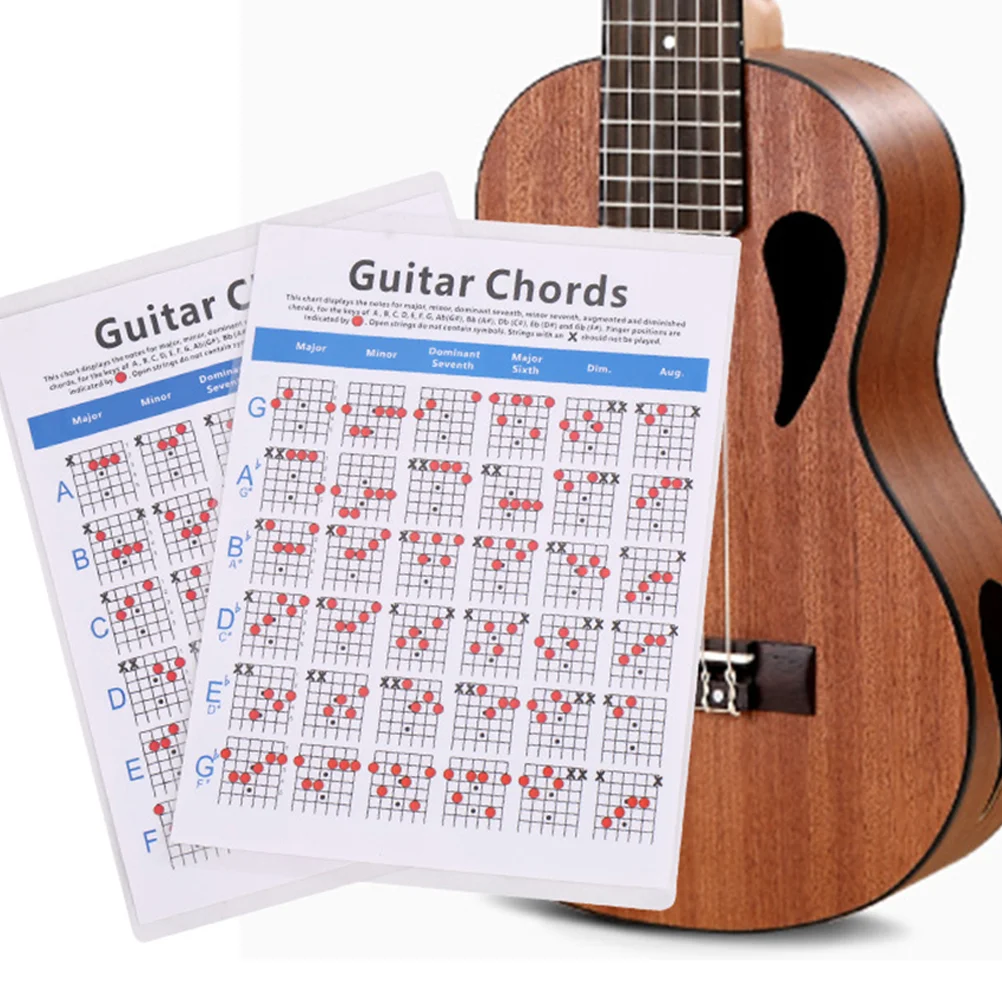 1PC Electric Guitar Chord Spectrum Copper Plate Paper Chord Trainning Guide Guitar Chord Practice Chart for Students Teacher Use