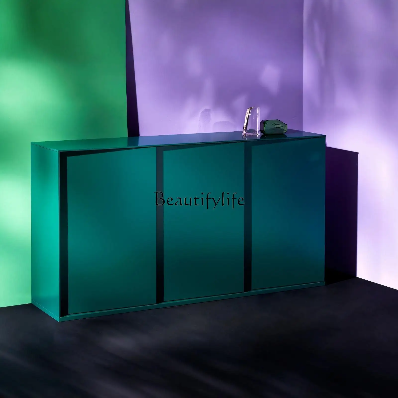 

04Italian minimalist paint dining side cabinet living room wall storage dining room wine cabinet