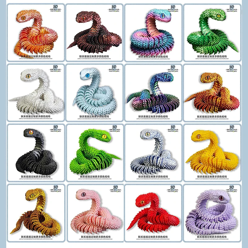 ثلاثية الأبعاد مطبوعة ثعبان للتدوير مفصلية ثعبان مشترك التنقل الحيوان محاكاة نموذج مكتب سطح المكتب زخرفة ديكور المنزل KidsGift #5