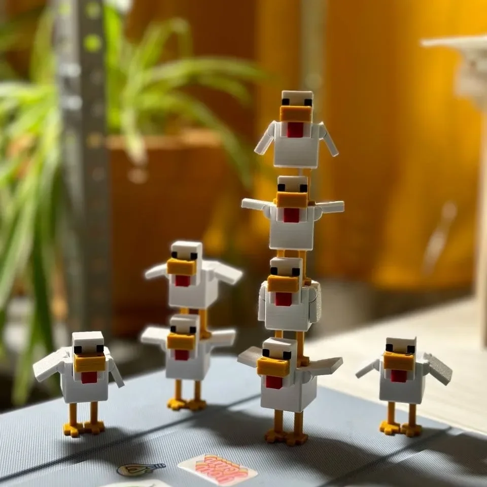 تمثال دجاج ثعلب ساحر بمفاصل متحركة، مصنوع من البلاستيك المتين، مناسب لتزيين المنزل والهدايا.