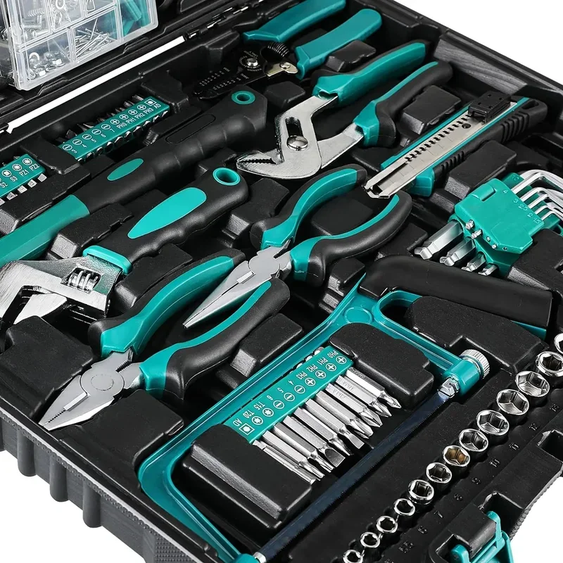 Home repair tool kit-198 piece general home/auto repair tool set, general mechanic tool set, general household tool kit, perfe