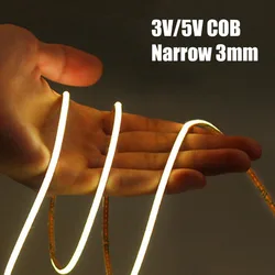 2.7Mm Ultra Narrow Led Strip Red/blue 3V/5V 480Leds Flexible Cob Strip Indoor Cabinet Wardrobe Linear Decorate Lighting Usb Plug