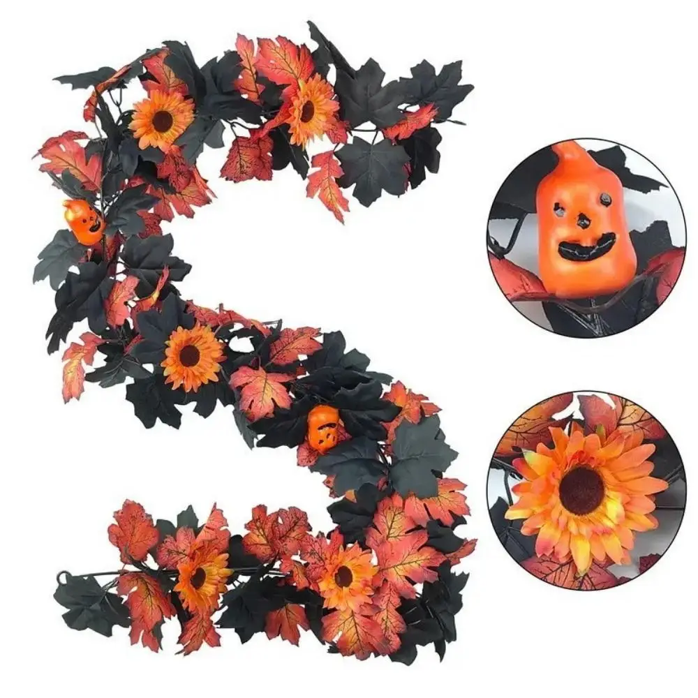Picture 7: Realistic Artificial Maple Leaf Garland Silk Plastic Halloween Leaf Vines Real Touch Scene Layout Autumn Fall Decor