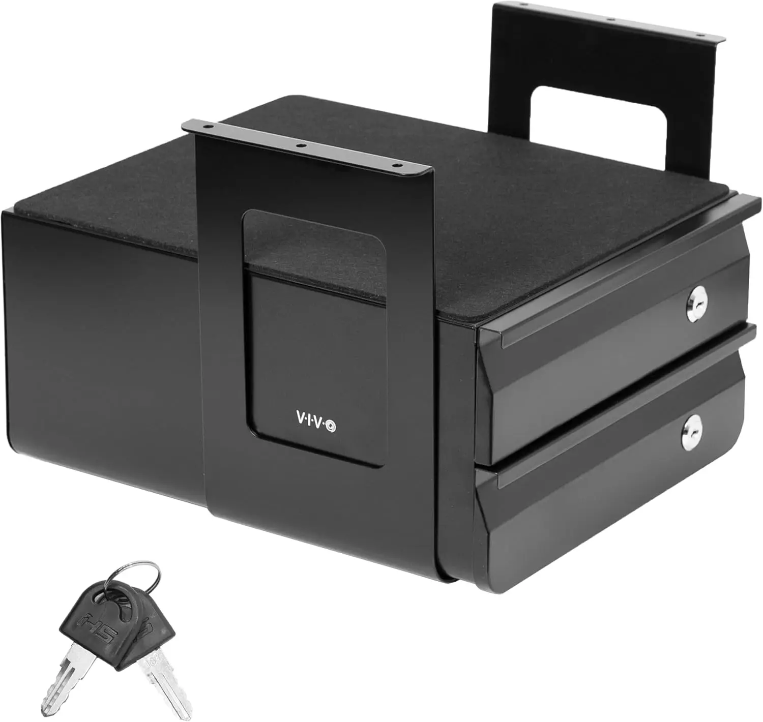 

13 inch Under Desk Double Stacked Slide Out Drawers with Lock, Secure Home Office Storage Organizer, Black, DESK-AC03L-2