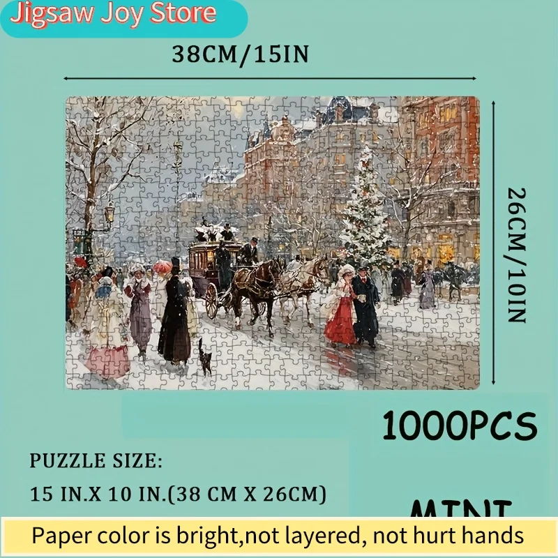 1 Box() Mini Paper Puzzles for Adult: "Christmas Street Pedestrians" or Party Games & Activities Applied for Party Games & Act