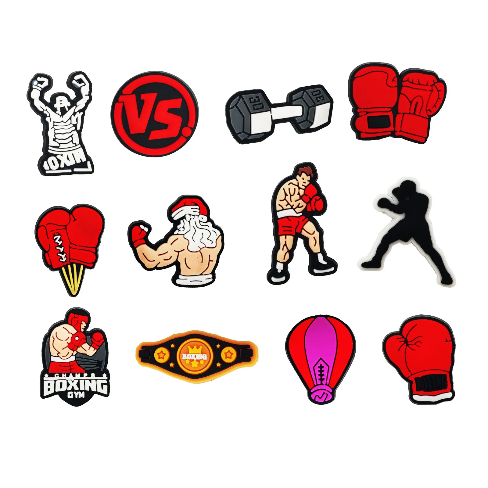 12Pcs Boxing Series Shoe Charms For DIY Charms Shoe Decoration Accessories Shoe Pins Bubble Slides Sandals Great Gift