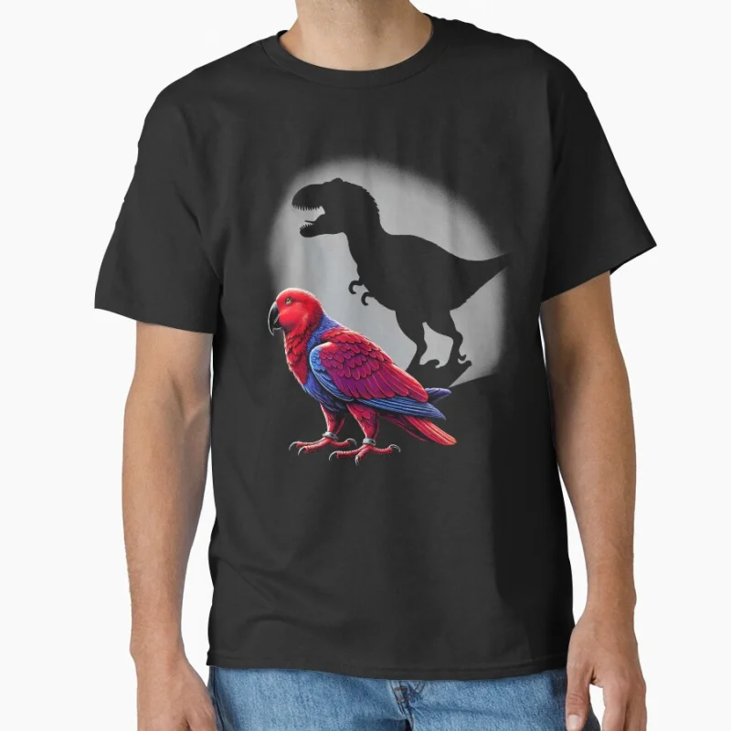 

Screaming Red Eclectus Parrot Bird Memes Funny Dinosaur T shirt for man Large size Tops Funny parrot Graphic Printed clothes
