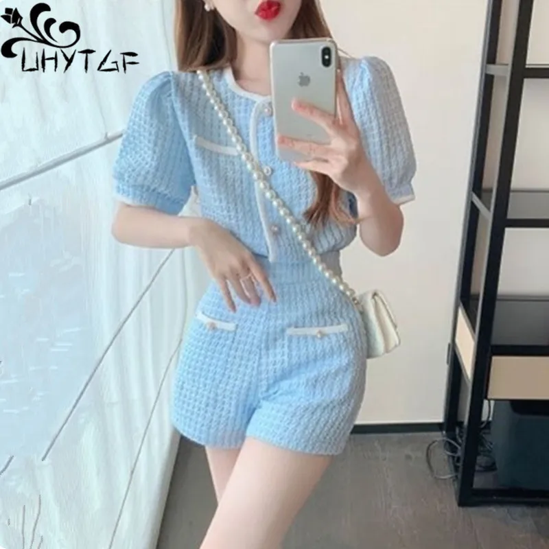 

2024 Summer Womens Short Sets Korean Style Fashion Short Sleeve Top And Shorts 2 Piece Set Outfit Suit With Shorts For Women 665