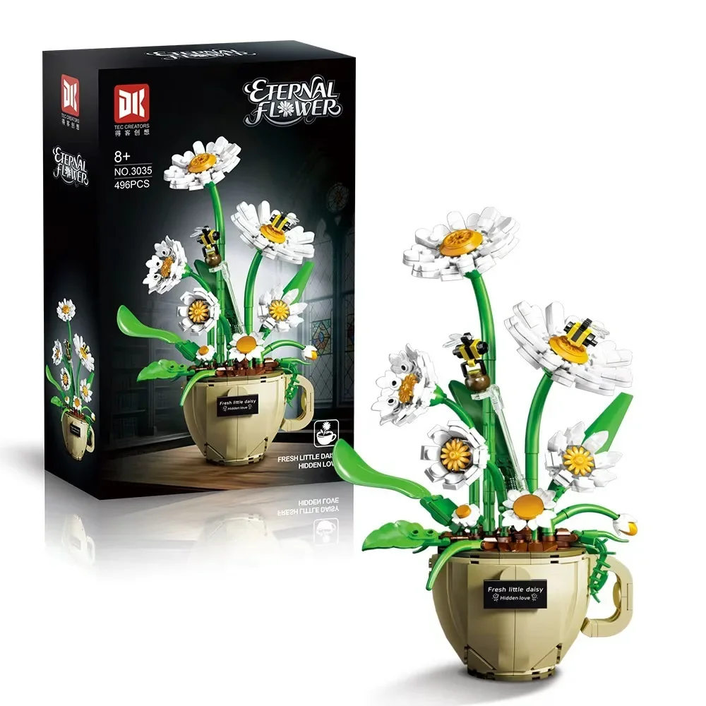 مشرق الأبدية زهرة المنزل النبات فنجان القهوة زهرة اللبنات بوعاء باقة روز ديزي لعبة الأم الفتيات عيد الحب #6