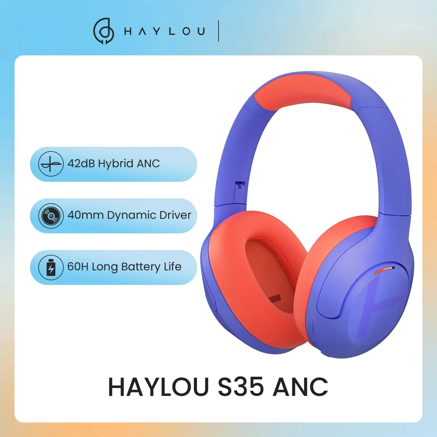 

Haylou S35 Wireless Headphone Bluetooth Anc Long Endurance Active Noise Reduction Headsets Low Delay For Universal Pc Phone