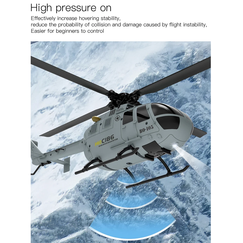 RC ERA BO-105 ヘリコプター 1:48 スケール 4CH 15 分飛行 6 軸ジャイロ C186 航空機オプティカルフローポジショニングリモートコントロール航空機