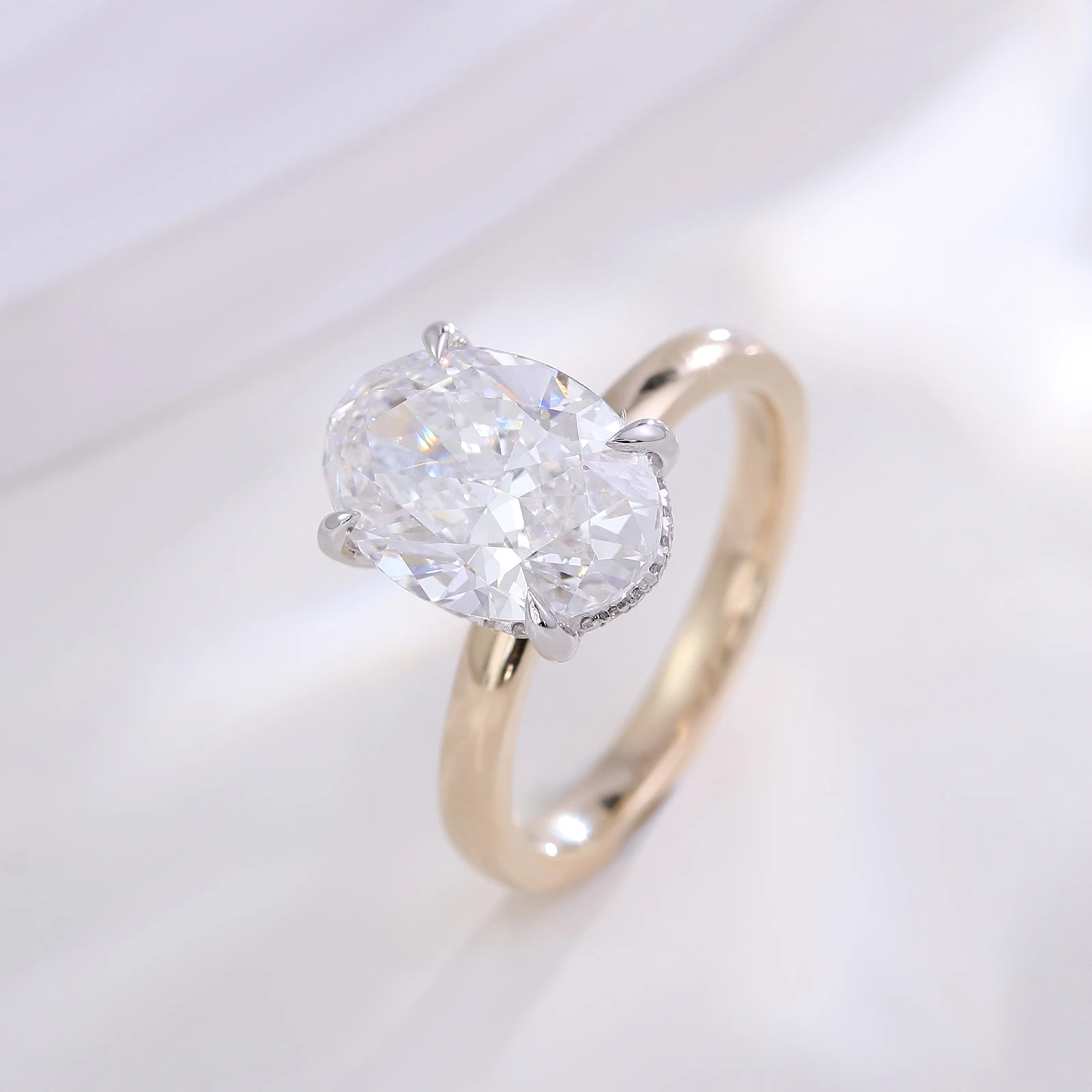 

Provence Luxury Oval Cut Ring 14KGold IGI EF/VVS Lab Diamonds Ring for Women Double Colour Wedding Jewelry Personalized Custom