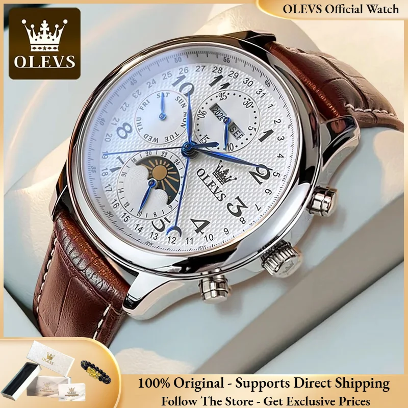 OLEVS 6667 Men Watch Fashion Business Digital Waterproof Men Automatic Mechanical Watch Top Brand Original Moon Phase Men Watch