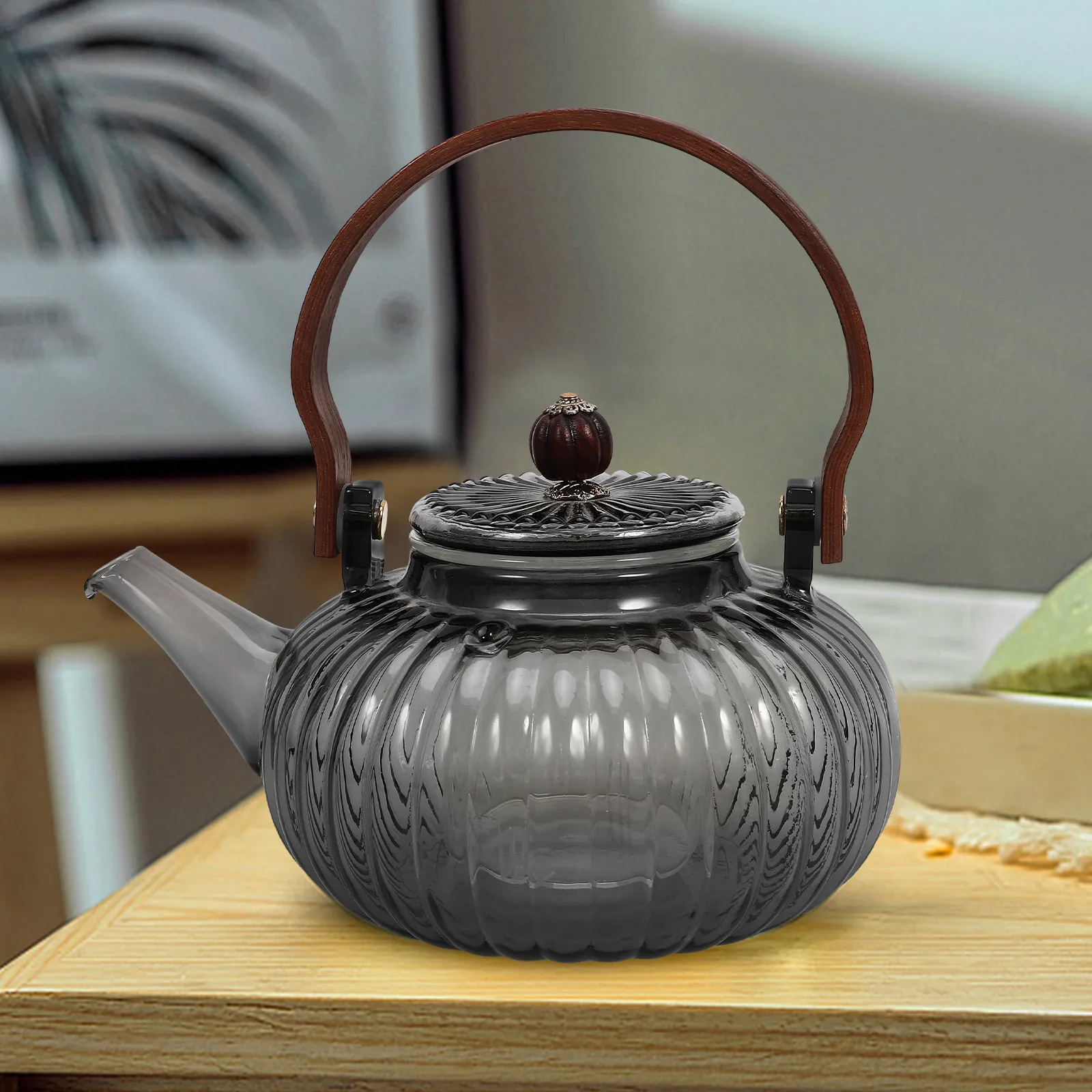 Glass Teapot for Flower Tea, 800ml Portable Loose Leaf Tea Kettle with Handle – Home & Office Decorative Teapot