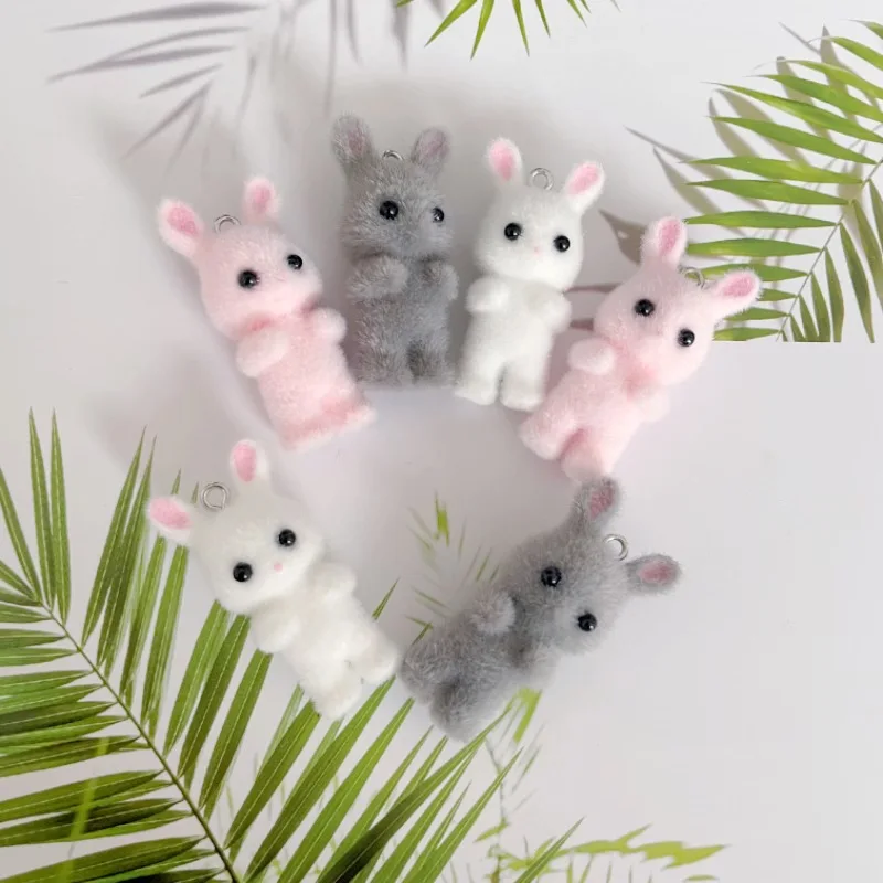 Nowy 3 sztuk/partia kolorowe uciekają zwierzęta kreskówki króliki kształt Charms wisiorek z żywicy Charms dla kobiet dziewczynki DIY biżuteria akcesoria — zdjęcie 4