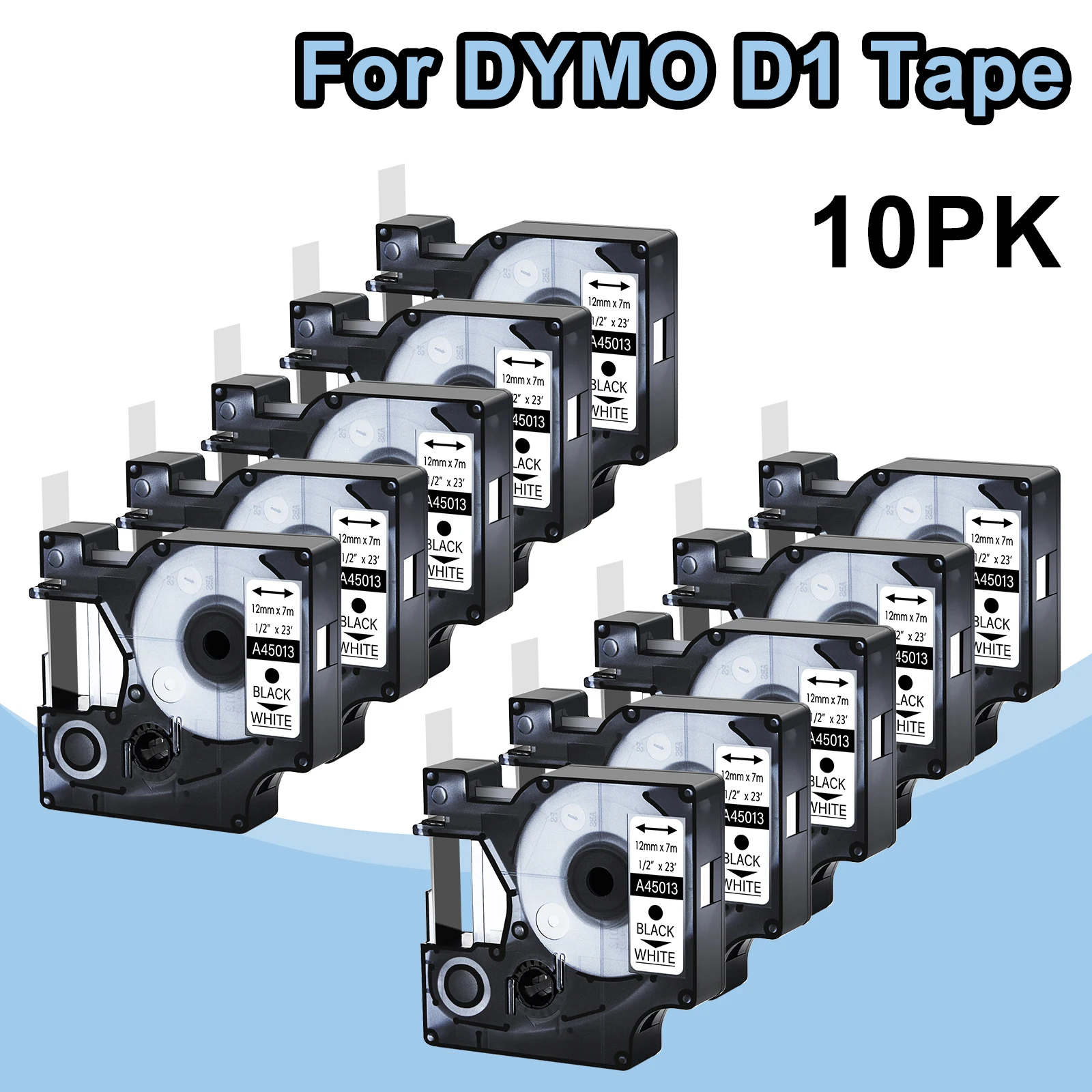 5PCS/10PCS D1 Standard Label Tapes For DYMO A45013 45010 45020 12mm Tape Ribbon Compatible for Dymo LabelManager 100 250 Maker