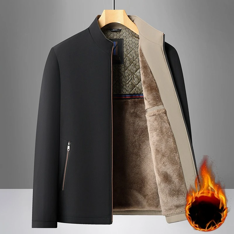الأعمال عارضة الرجال سميكة جاكيت من الصوف الشتاء الدافئة الحلل للرجال السترات الاجتماعية الرسمية بلون الفاخرة مكتب معطف على شكل ثوب #2