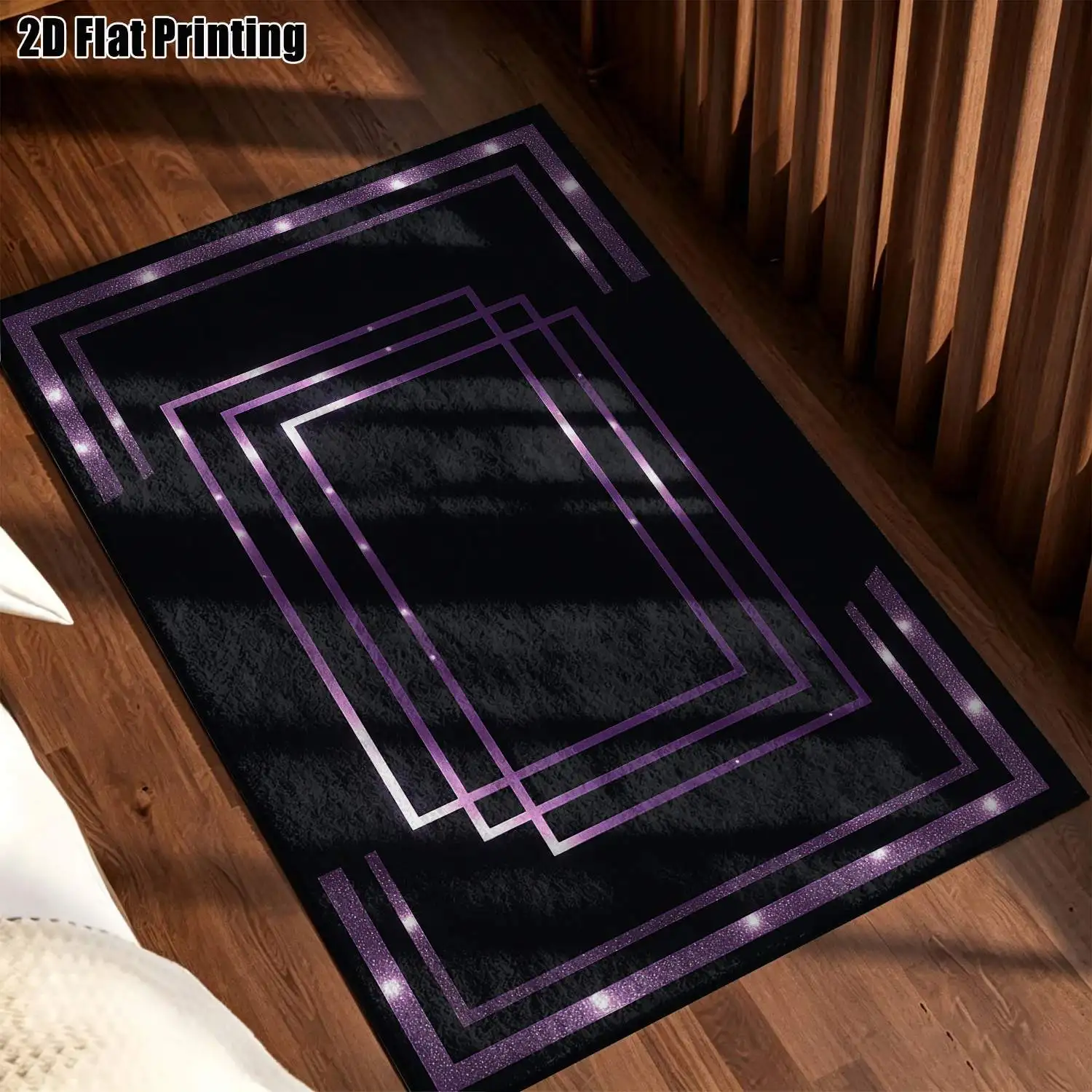1Pc 2D Printed Purple Geometric Line Pattern Carpet: Modern Simple Instagram/European Style Floor Mat, Home Decor, Multi-Size, Machine Washable, Suitable for Entrance, Dining Room, Foyer, Bedroom, Living Room