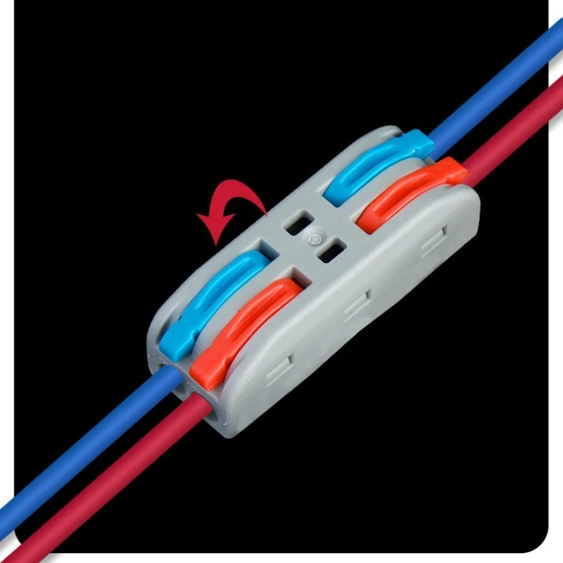 20Pcs FL-222 Quick Wire Connector, Grey Body with Orange Lever, 2 In 2 Out Terminal, Suitable for Solid & Stranded Wires
