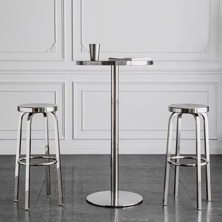Industrial wind stainless steel rotatable bar stool round  304 stainless steel high stool bar chair