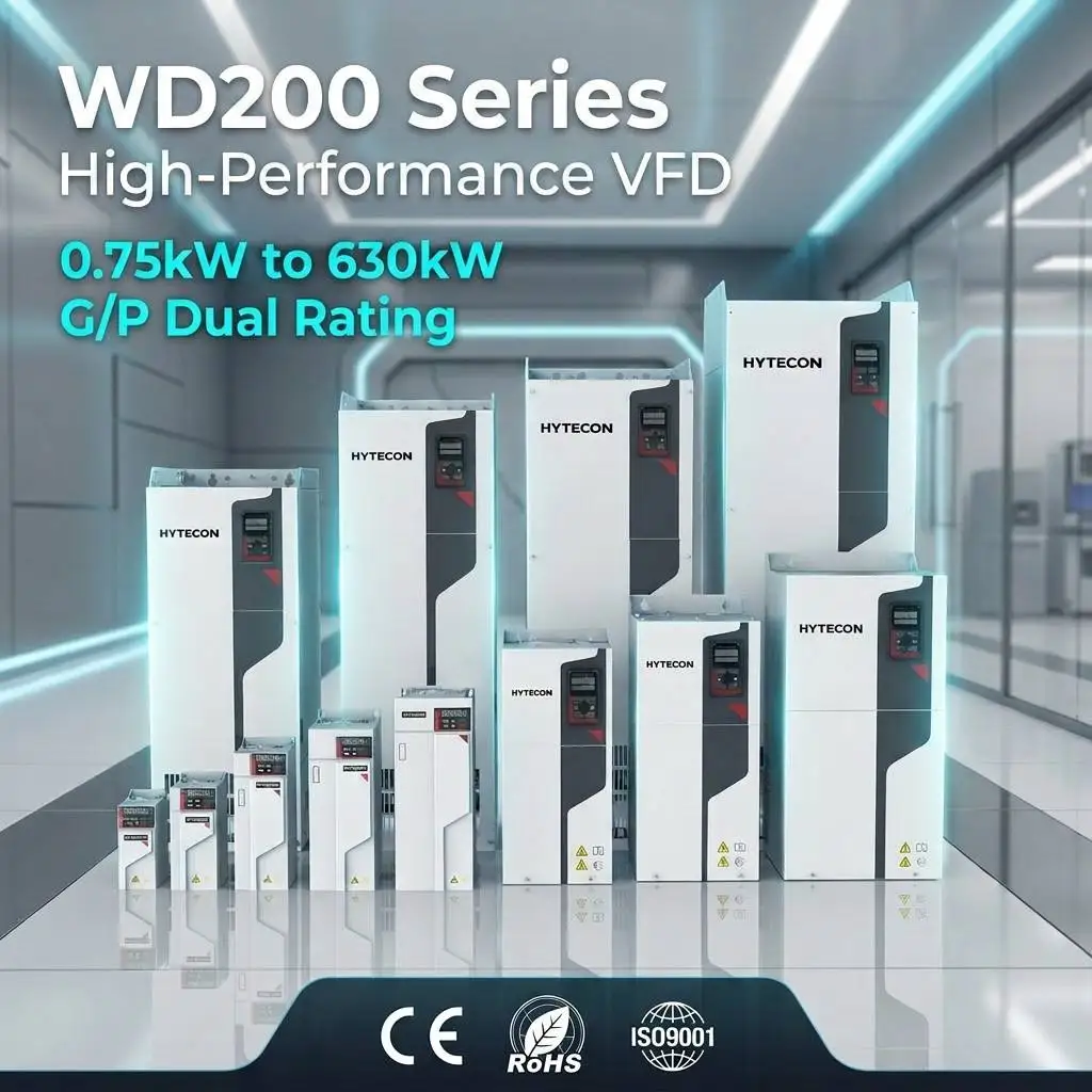 WD200 Series Cost-Effective 1HP-850HP VSD Frequency Converter 0.75kW-630kW AC Drive Inverter CE for Pump Fan Extruder