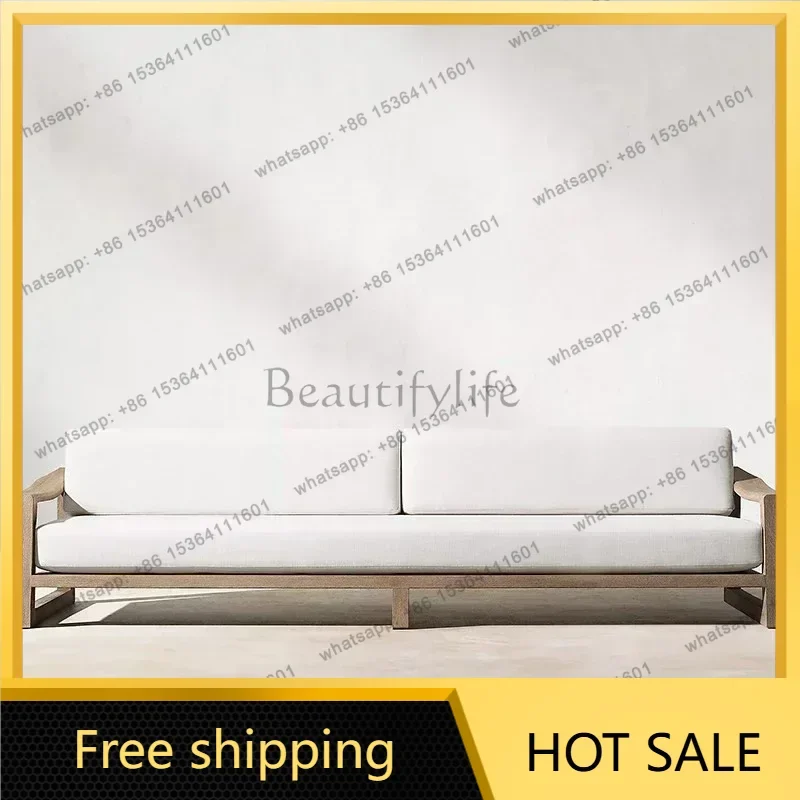 zj.Nordic Courtyard Villa Teak Garden Sofas Waterproof and Sunscreen Simplicity Garden Sofas Designer Outdoor Furniture Divano H