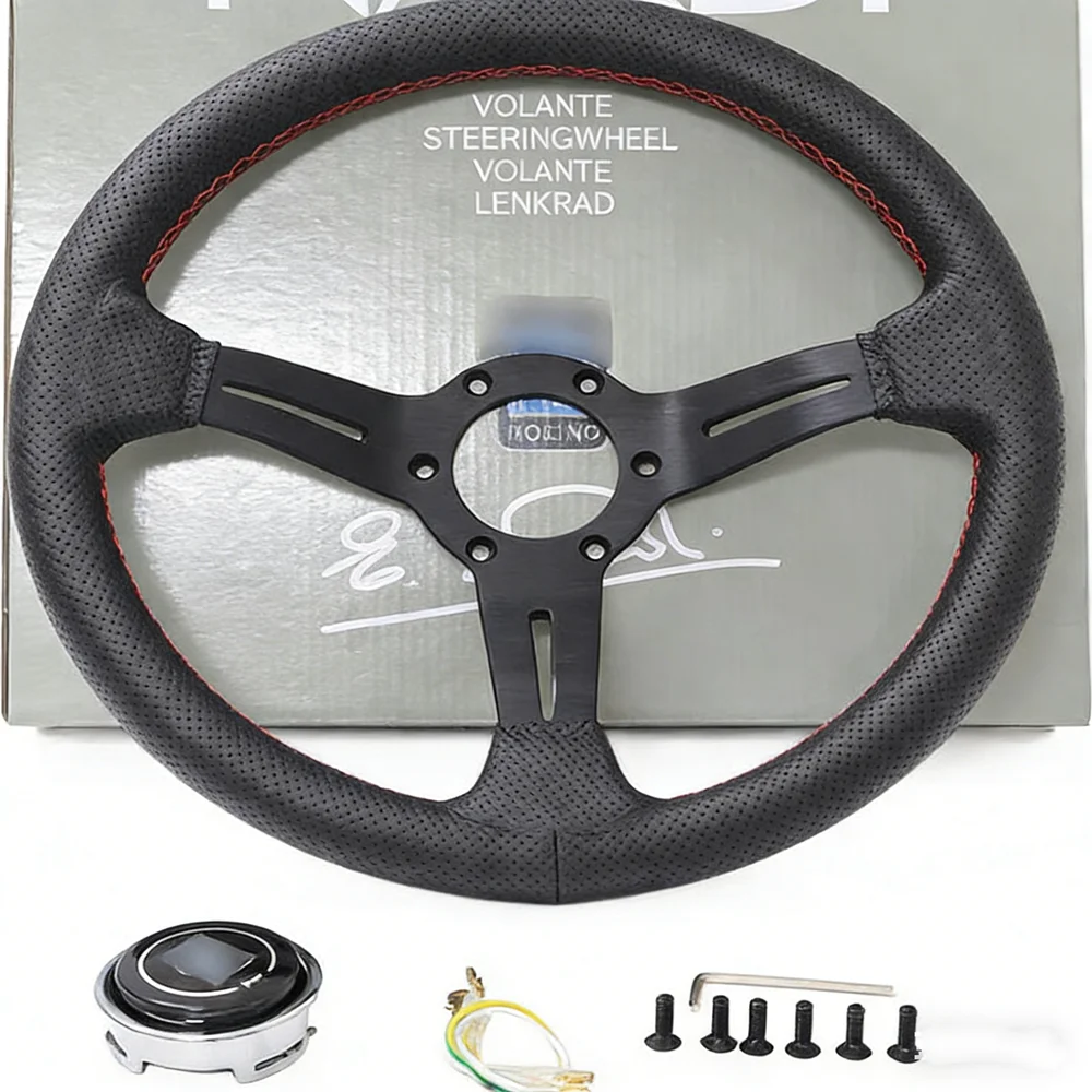 Car modification steering wheel, 13-inch concave flower frame, red line racing competitive steering wheel