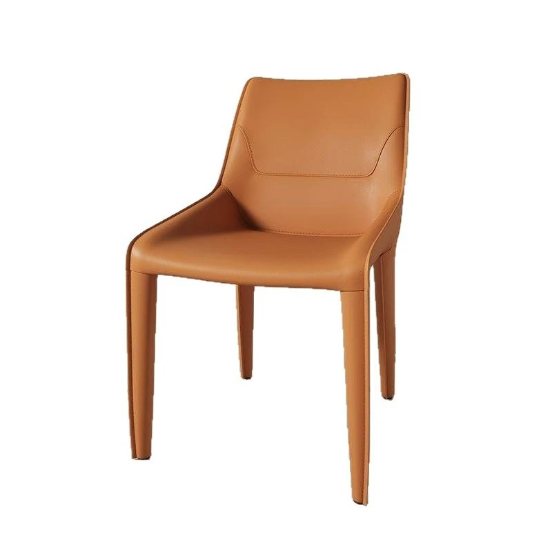 Italian minimalist saddle leather dining chair light luxury modern designer backrest high-end dining table