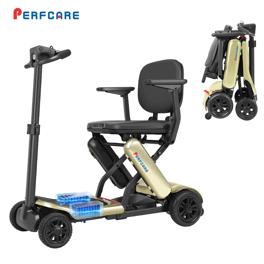 Elderly Handicapped Scooter Foldable Lightweight 22kg Dual Battery Simultaneous Power Supply 4 Wheel Mobility Scooter