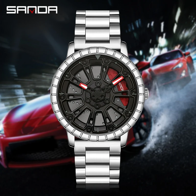 Sanda Mannen Horloge Fashion Racing Horloge 360 ° Roterende Wijzerplaat Roestvrij Stalen Horloge 2023 Nieuwe Luxe Gepersonaliseerde Klok Mens Waterdicht