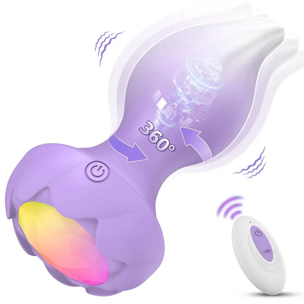 360 °   دوران المكونات الشرج هزاز بعقب المكونات للرجال النساء مثلي الجنس المكونات الشرج الكبار الجنس لعب LED جهاز تدليك للبروستاتا لعبة الجنس للأزواج