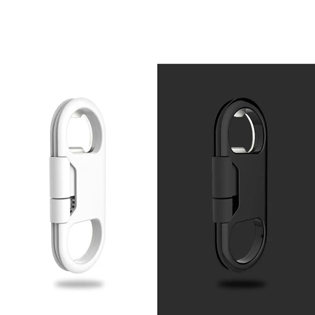 Black USB Bottle Opener Keychain Data Charging Cable Flexible Compact Multifunctional Tool USB Cable Key Chain Rings