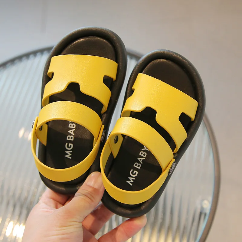 Boys Beach Sandals 2023 Summer Baby Girls Flats Fashion Party Dress Shoes Toddler Kids Shoes Brand Outdoor Black Slide Soft Sole