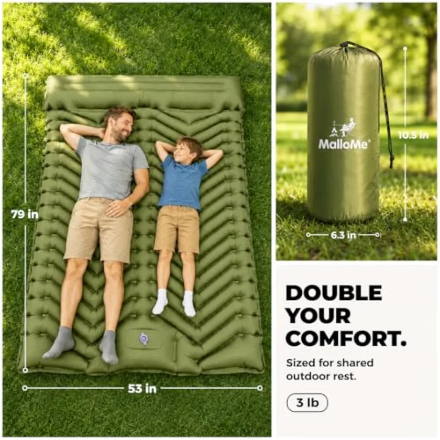 Camping sleeping pad for outdoors use, self-inflating air mattress made of leak-resistant TPU material in gray, ultralight and