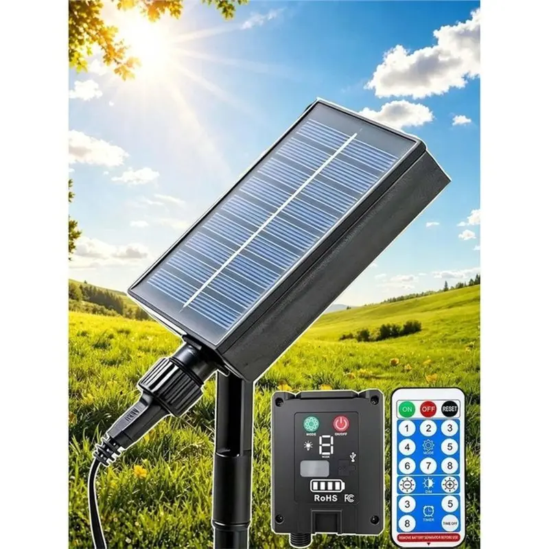 PORK-Solar Battery Box For 24V LED String Lights 1200Mah Solar Panel With Remote Control,Waterproof Replacement Solar Panel