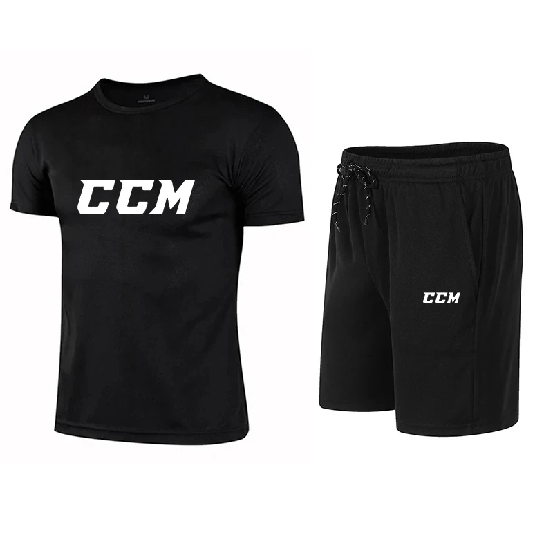 

Summer men's running short-sleeved T-shirt + shorts two-piece fitness sportswear casual sports quick-drying suit S-4XL