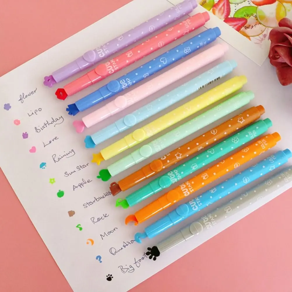 Cute Candy Color Highlighters Pen Creative Marker Stamp Fluorescent Pens School Supplies Office Stationery