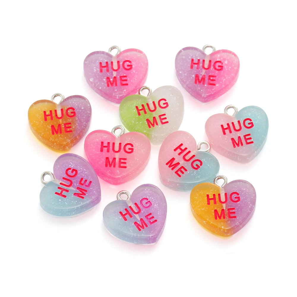 Resin Love Charms with Letter Words for DIY Jewellery Making