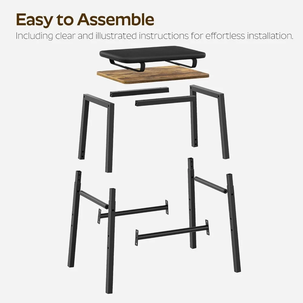 Bar Stools, Set of 2 Bar Chairs, Counter Height Stools, Upholstered Breakfast Bar Stools, for Dining Room, Kitchen Island