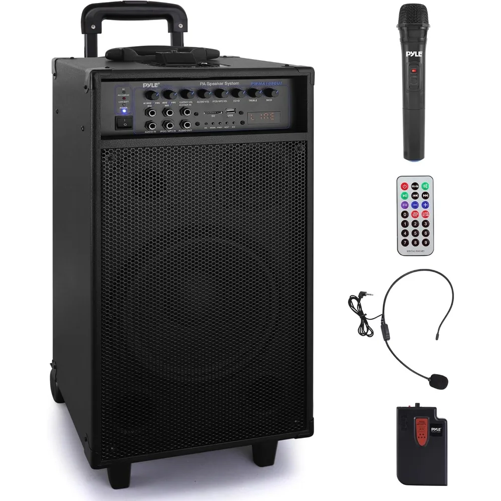 Outdoor Portable Wireless PA Loud speaker - Subwoofer Sound System with Battery, Radio, USB / SD Reader, Microphone, Remote