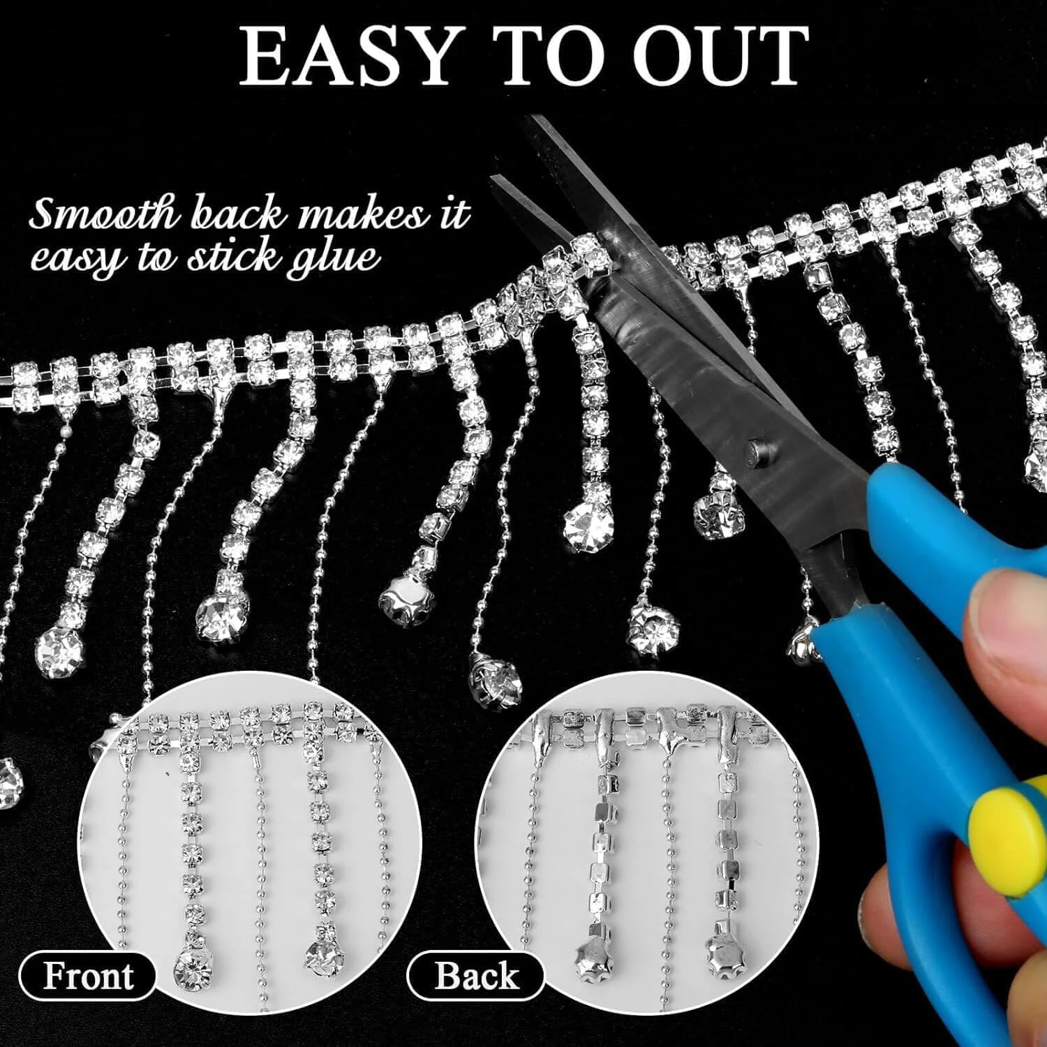 10Yards Rhinestone Trim Fringe Irregular Tassel Chain Diamond Crystal Clothing Bag DIY Wedding Decoration Gift Rhinestone Ribbon